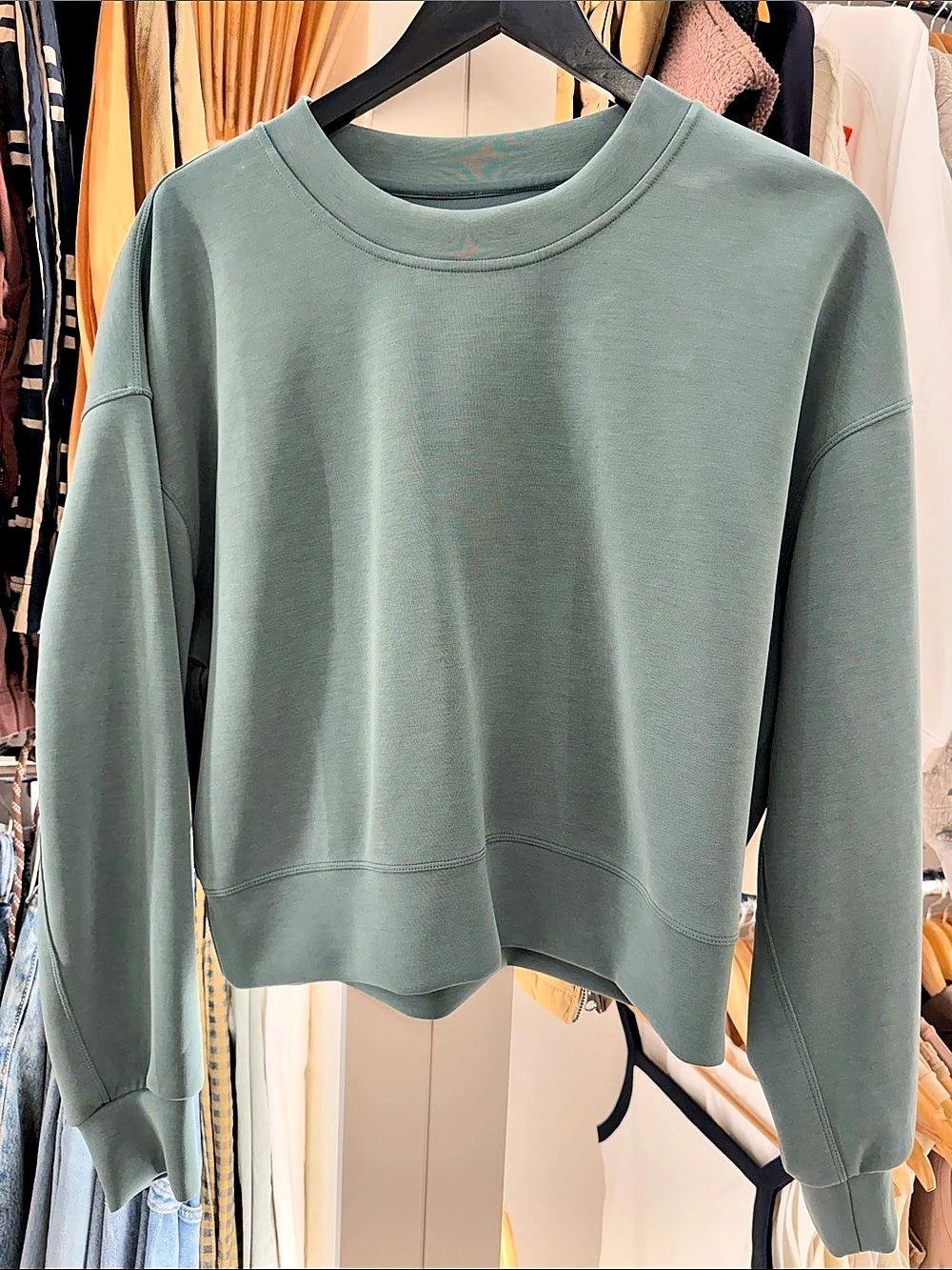 lululemon Softstreme Perfectly Oversized Cropped Crew Sage Green Size 6